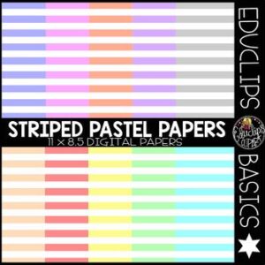 Educlips Basics ~ Pastel Stripes Digital Papers Clip Art Set {Educlips Clipart}