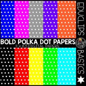 Educlips Basics ~ Bold Polka Dot Digital Papers Clip Art Set {Educlips Clipart}