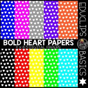 Educlips Basics ~ Bold Hearts Digital Papers Clip Art Set {Educlips Clipart}
