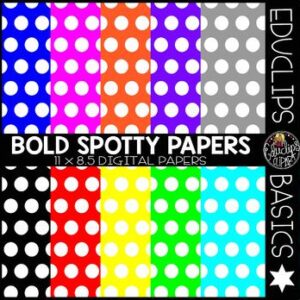 Educlips Basics ~ Bold Spotty Digital Papers Clip Art Set {Educlips Clipart}
