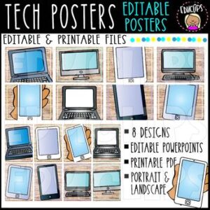 EDITABLE & PRINTABLE Tech Posters {Educlips Resources}