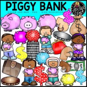 Piggy Bank Clip Art Set {Educlips Clipart}