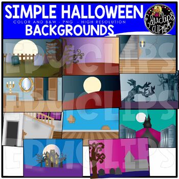 Simple Halloween Backgrounds Clip Art Set {Educlips Clipart}