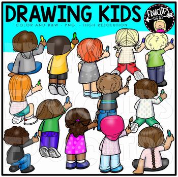 Drawing Kids Clip Art Set {Educlips Clipart}
