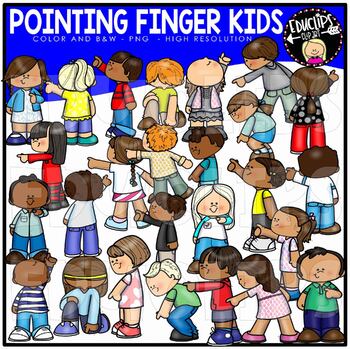 Pointing Finger Kids Clip Art  {Educlips Clipart}