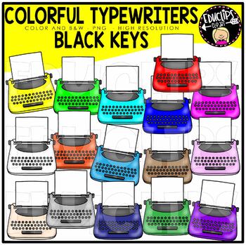 Colorful Typewriters Clip Art Set {Educlips Clipart}