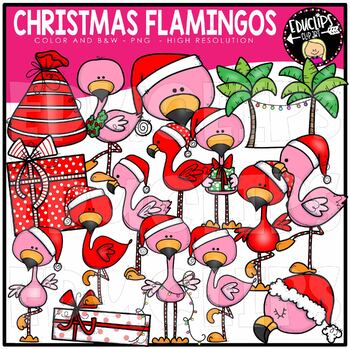 Christmas Flamingos Clip Art Set {Educlips Clipart}