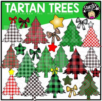 Tartan Trees Clip Art Set {Educlips Clipart}
