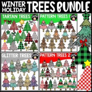 Winter Holiday Trees Clip Art Bundle