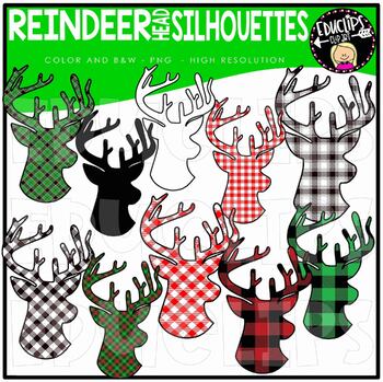 Reindeer Head Silhouettes Clip Art Set {Educlips Clipart}