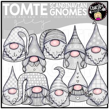 Tomte  - Mini Scandinavian Gnomes Clip Art Set  - GREY {Educlips Clipart}