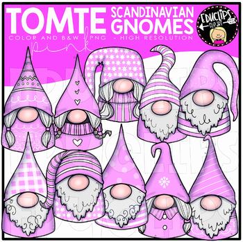Tomte  - Mini Scandinavian Gnomes Clip Art Set  - PINK {Educlips Clipart}