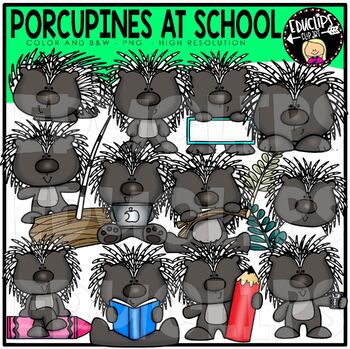 Porcupine at School Clip Art Set {Educlips Clipart}