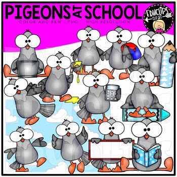 Pigeon at School Clip Art Set {Educlips Clipart}