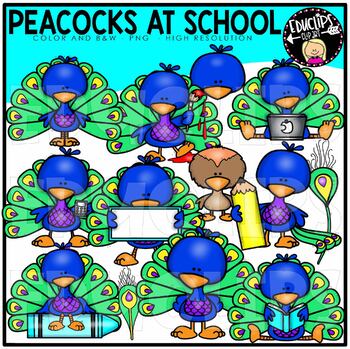 Peacock at School Clip Art Set {Educlips Clipart}