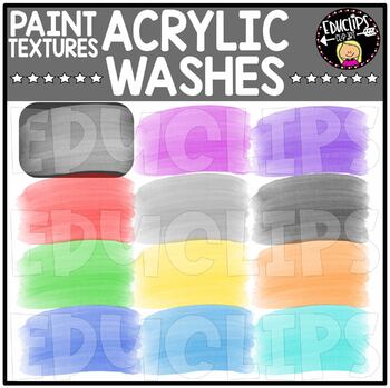 Paint textures - Acrylic Washes - Clip Art Set {Educlips Clipart}