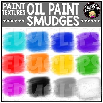 Paint textures - Oil Paint Smudges - Clip Art Set {Educlips Clipart}