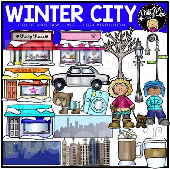 Winter City Clip Art Set {Educlips Clipart}