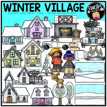 Winter Village Clip Art Set {Educlips Clipart}