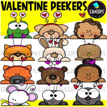Valentine Peekers Clip Art Set {Educlips Clipart}