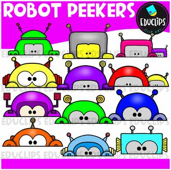 Robot Peekers Clip Art Set {Educlips Clipart}