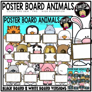 Poster Board Animals Clip Art Set {Educlips Clipart}