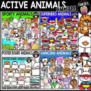 Active Animals Clip Art Bundle {Educlips Clipart}
