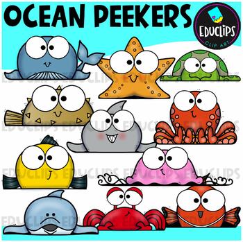 Ocean Peekers Clip Art Set {Educlips Clip Art}