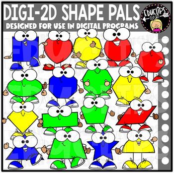 DIGI 2D Shape Pals - Movable Images Clip Art Set {Educlips Clipart}