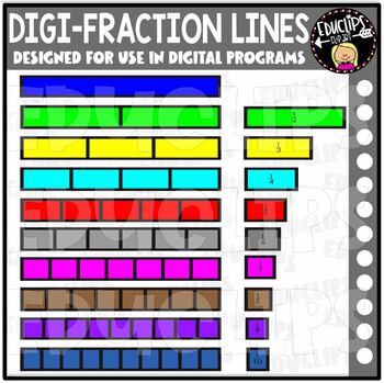 DIGI Fraction Lines - Movable Images Clip Art Set {Educlips Clipart}
