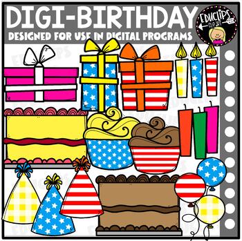 DIGI Birthday - Movable Images Clip Art Set {Educlips Clipart}