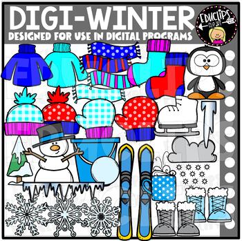 DIGI Winter - Movable Images Clip Art Set {Educlips Clipart}