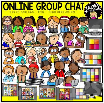 Online Group Chat Clip Art Set DISTANCE LEARNING {Educlips Clipart}