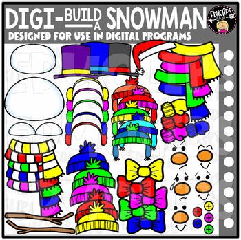DIGI Build A Snowman - Movable Images Clip Art Set {Educlips Clipart}
