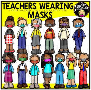 Teachers Wearing Masks Clip Art Set {Educlips Clipart}