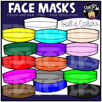 Face Masks - Solid Colors - Clip Art Set {Educlips Clipart}