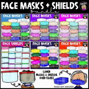Face Masks & Shields Clip Art Bundle {Educlips Clipart}