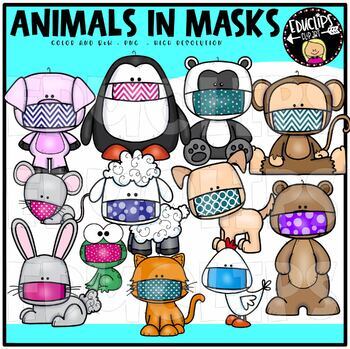 Animals In Masks Clip Art Set {Educlips Clipart}