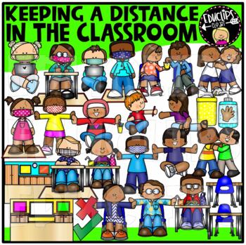 Keeping a Distance In The Classroom Clip Art Set {Educlips Clipart}