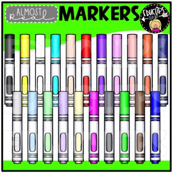 Almost Real - Colorful Markers Clip Art Set {Educlips Clipart}