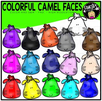 Colorful Camel Faces Clip Art Set {Educlips Clipart}