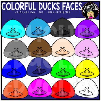 Colorful Duck Faces Clip Art Set {Educlips Clipart}