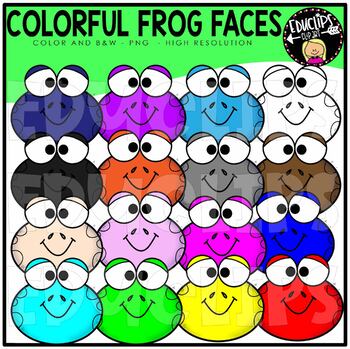 Colorful Frog Faces Clip Art Set {Educlips Clipart}