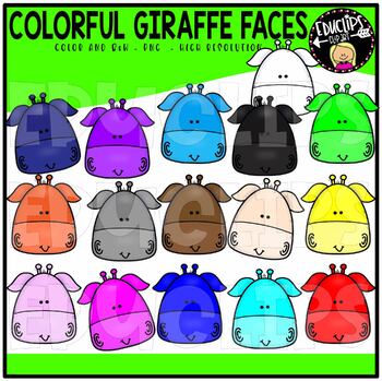 Colorful Giraffe Faces Clip Art Set {Educlips Clipart}