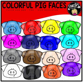 Colorful Pig Faces Clip Art Set {Educlips Clipart}