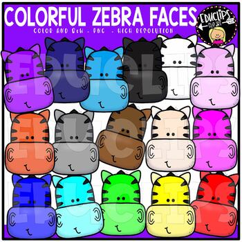 Colorful Zebra Faces Clip Art Set {Educlips Clipart}