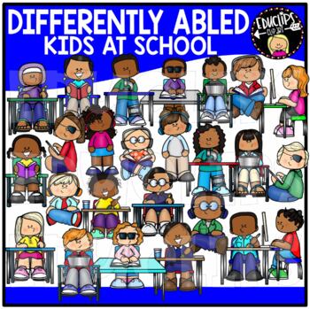 Differently Abled Kids At School Clip Art Set {Educlips Clipart}