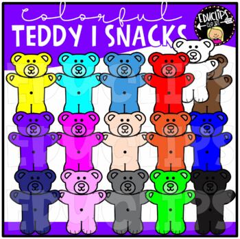 Colorful Teddy 1 Snacks Clip Art Set {Educlips Clipart}