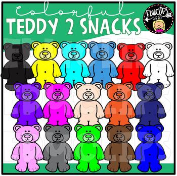 Colorful Teddy 2 Snacks Clip Art Set {Educlips Clipart}