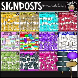 Signposts Clip Art Big Bundle {Educlips Clipart}